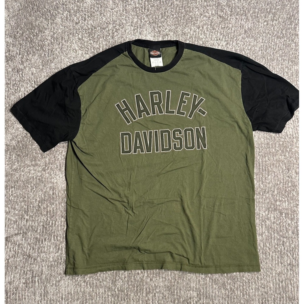 Harley Davidson Baltimore Maryland T Shirt Mens 2XL Green Black Biker Motorcycle